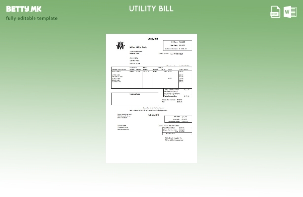 Модерен стил, Шаблон за сметки за комунални услуги за вода во САД, Масачусетс Mi